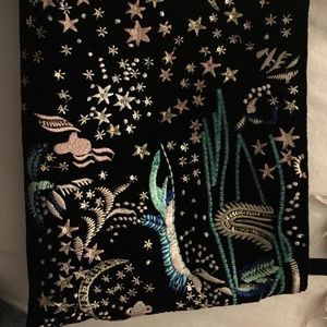 Peacock Velvet Beaded Square Clutch